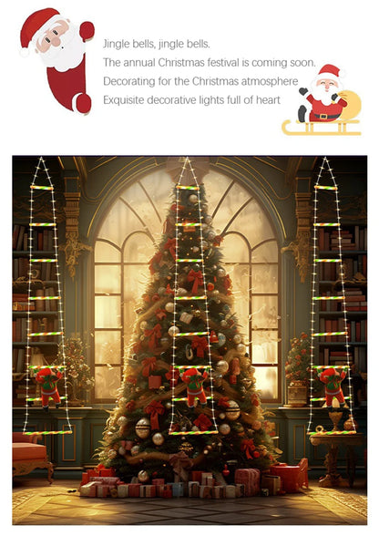 LED Świąteczna Lampka – Drabina z Mikołajem, Dekoracja Boże Narodzenie i Nowy Rok, Wewnętrzna i Zewnętrzna