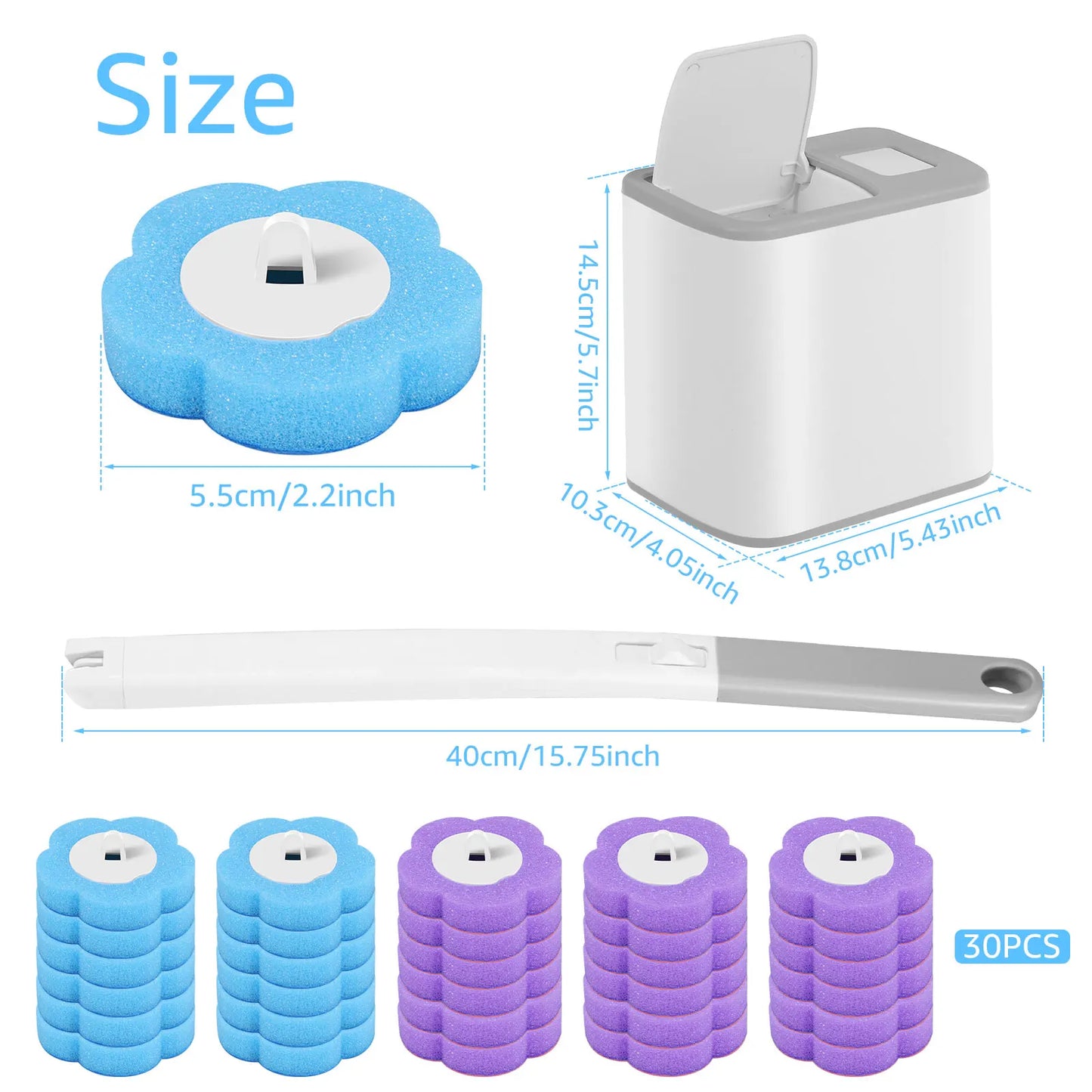 18/30 szt. Zestaw Szczotki WC z Wymiennymi Główkami – Ulepszony Długi Uchwyt do Łazienki