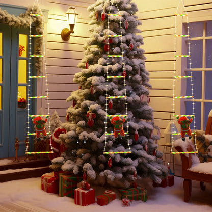 LED Świąteczna Lampka – Drabina z Mikołajem, Dekoracja Boże Narodzenie i Nowy Rok, Wewnętrzna i Zewnętrzna