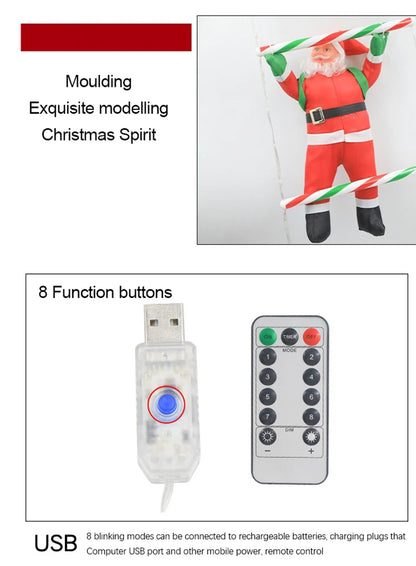 LED Świąteczna Lampka – Drabina z Mikołajem, Dekoracja Boże Narodzenie i Nowy Rok, Wewnętrzna i Zewnętrzna