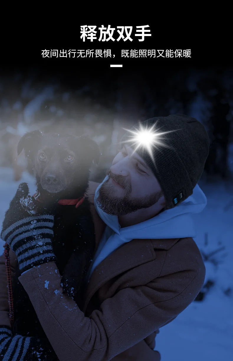 Czapka Zimowa Bluetooth z LED – Muzyka i Świecący Rękaw