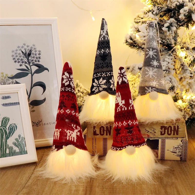 LED Lalka Bez Twarzy – Krasnal / Elf Świąteczny 20–30 cm, Dekoracja LED na Boże Narodzenie i Nowy Rok, Prezent dla Dzieci